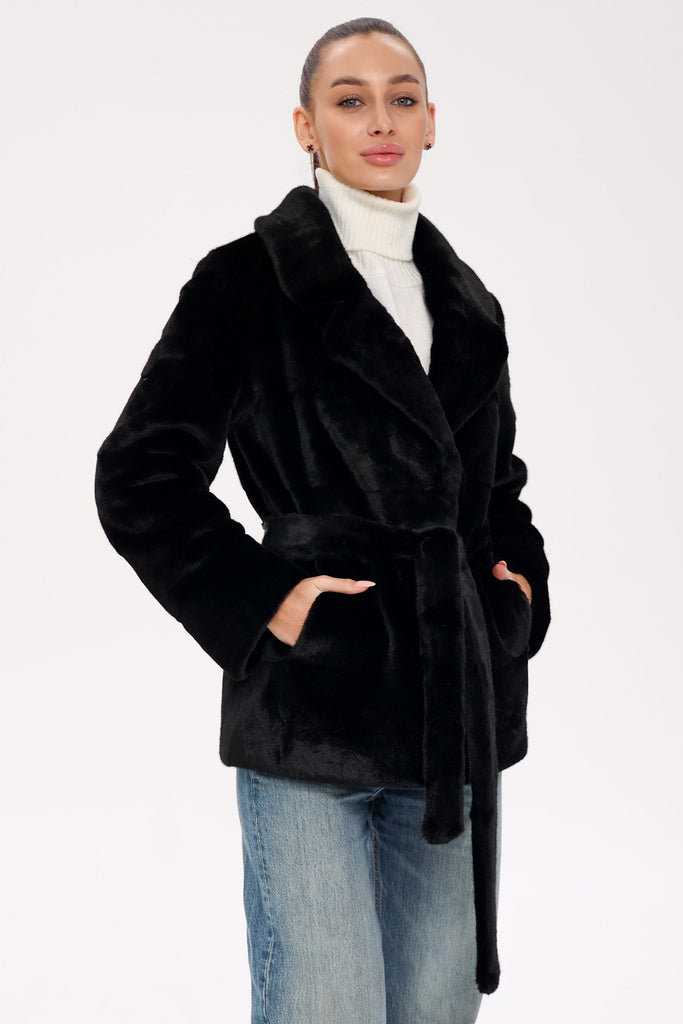 Faux Mink Effect Fur Coat