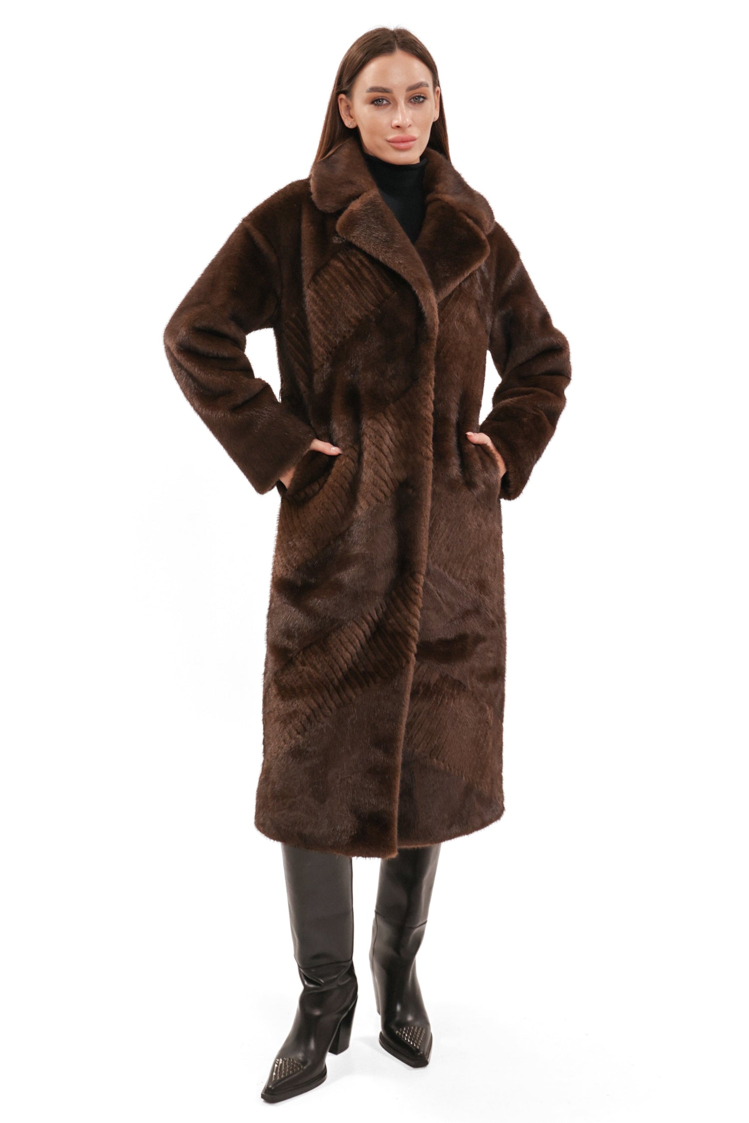 Faux Mink Effect Fur Coat