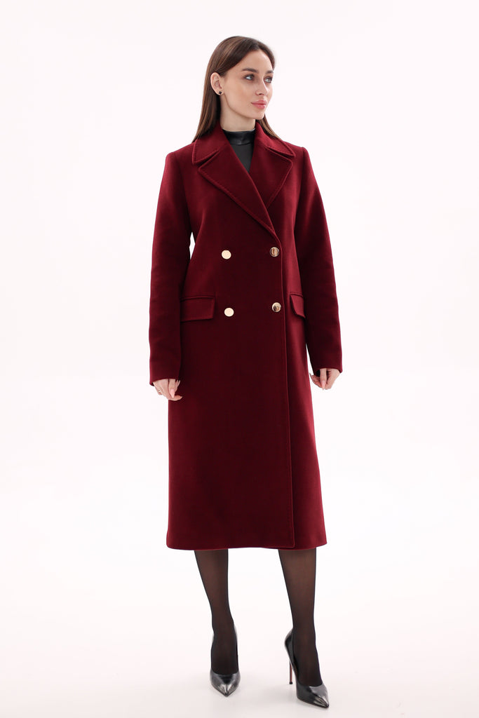 Denise Cashmere Blend Overcoat in Bordeaux