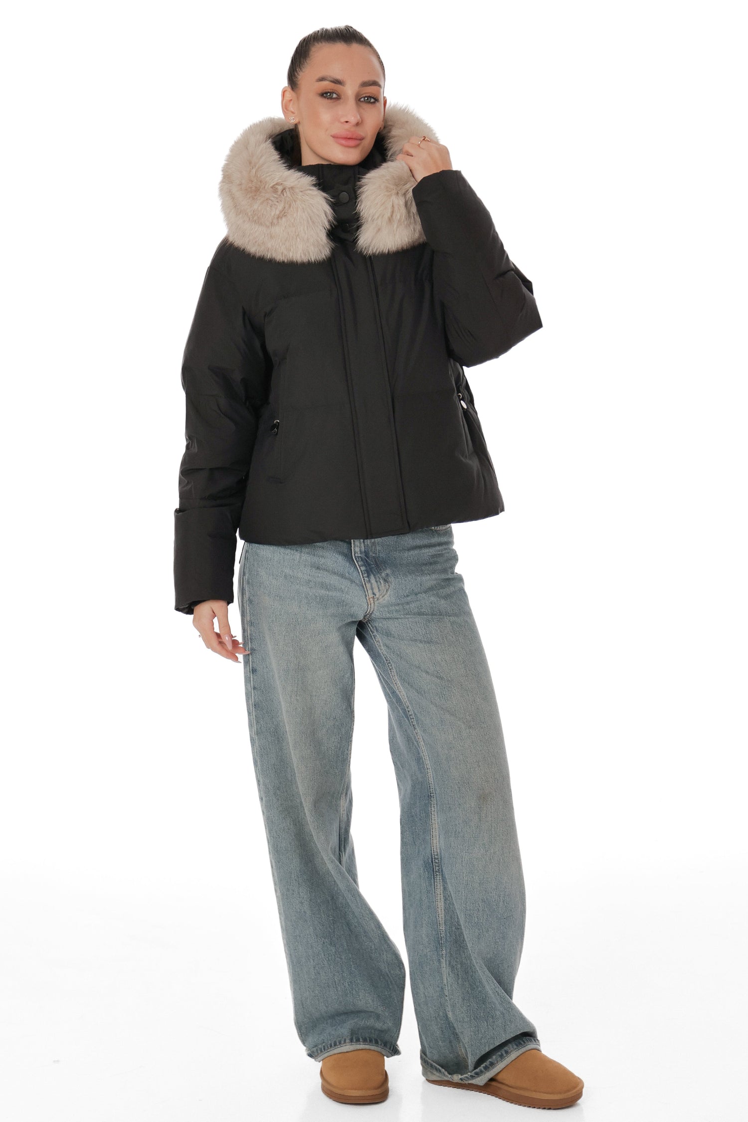 Genuine Polar Fox Fur Down Fill Jacket