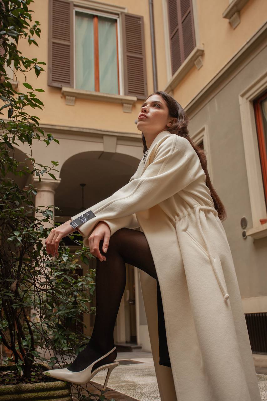 Premium 100% Australian Merino Wool Coat in Marshmallow