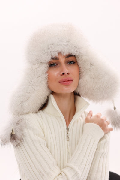 Genuine Arctic Fox Fur Genuine Leather Hat – Alaska