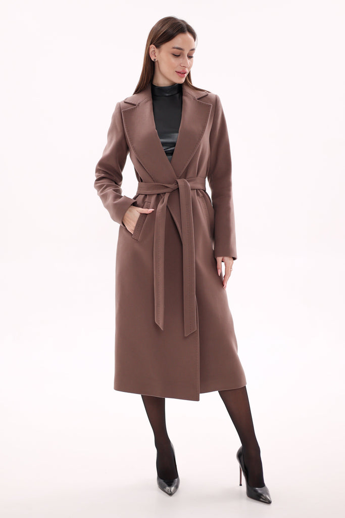 Harrington Classic Wraparound Overcoat in Mocha Mousse