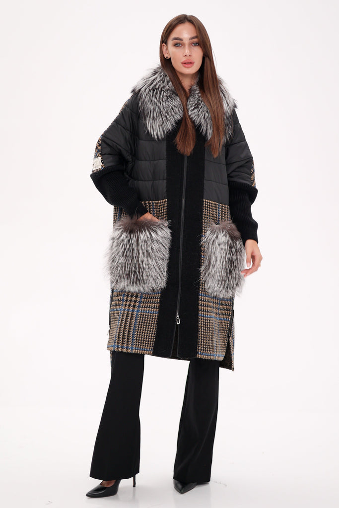 Saga®Furs Silver Fox Wool Alpaca Coat