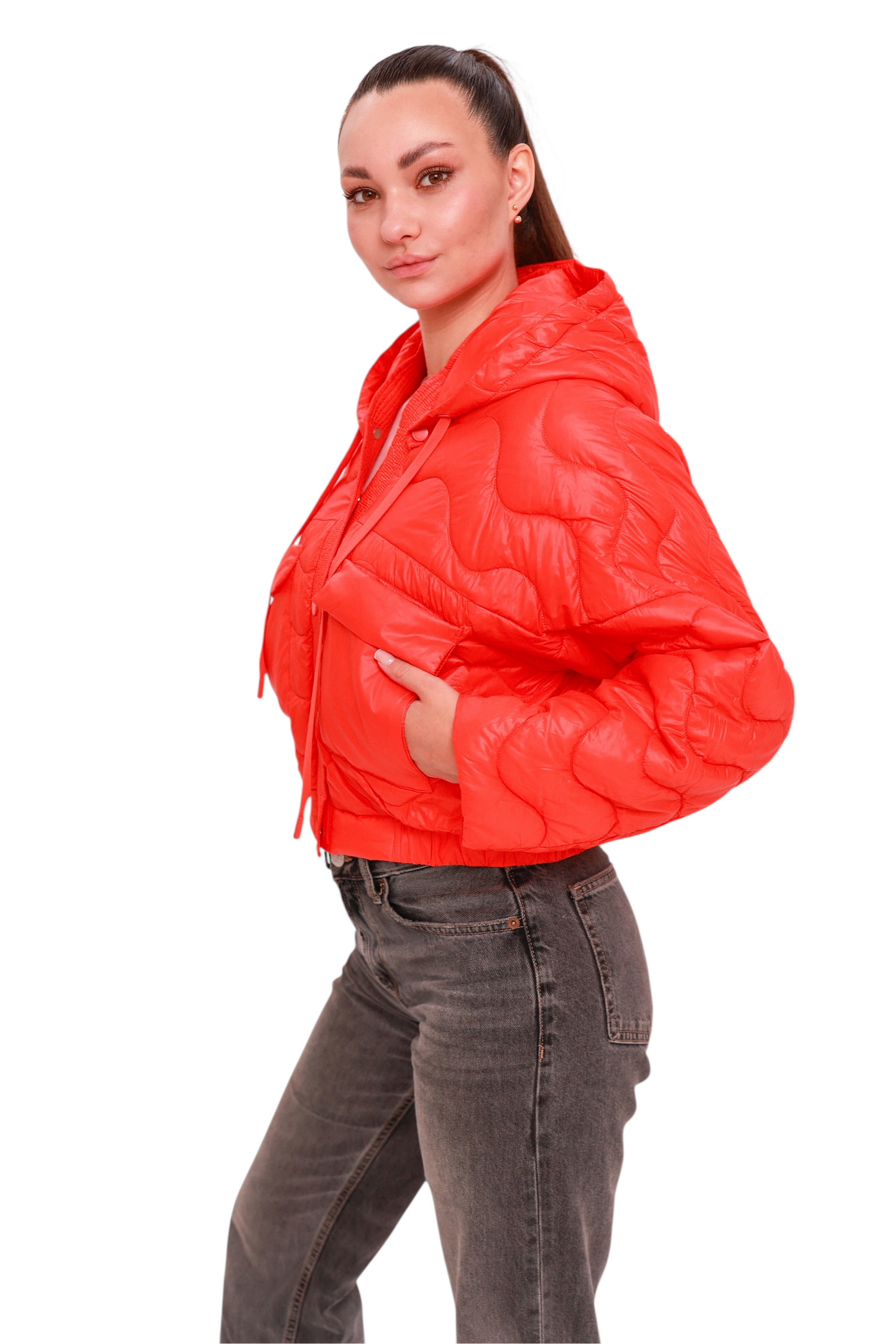 Light Demi-Season Hooded Cropped Jacket