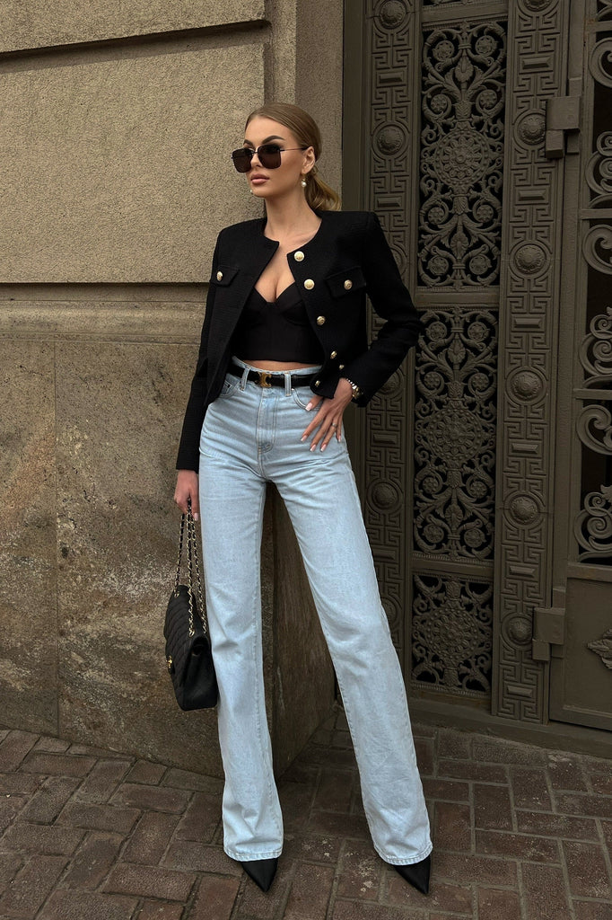 Marigold Tweed Cropped Blazer
