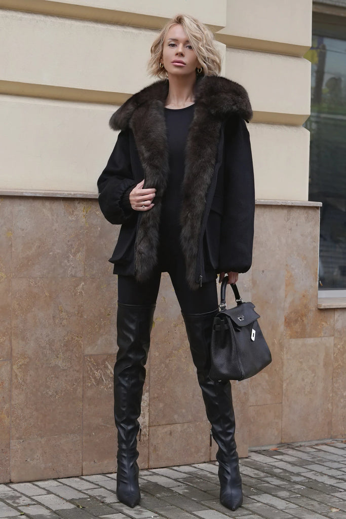Pre-Order. Ships November 10. Rimini Genuine Fur Trim Wool Blend Parka