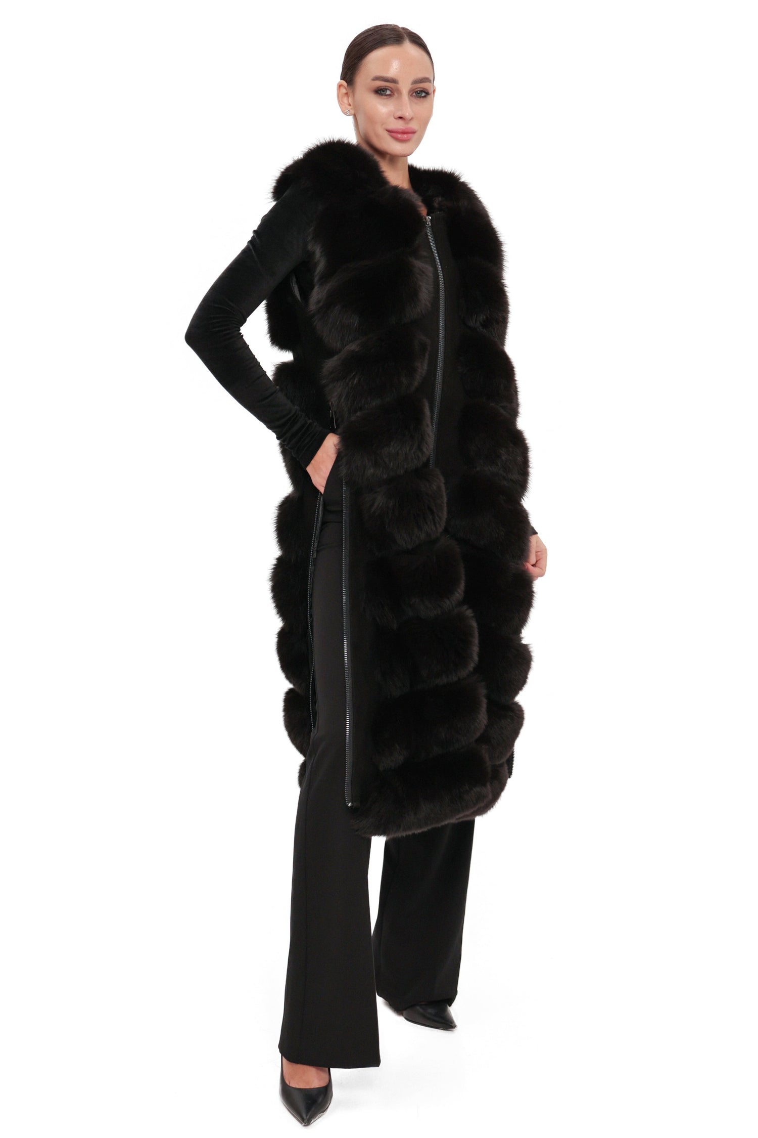 Genuine Polar Fox Fur Vest 110 cm