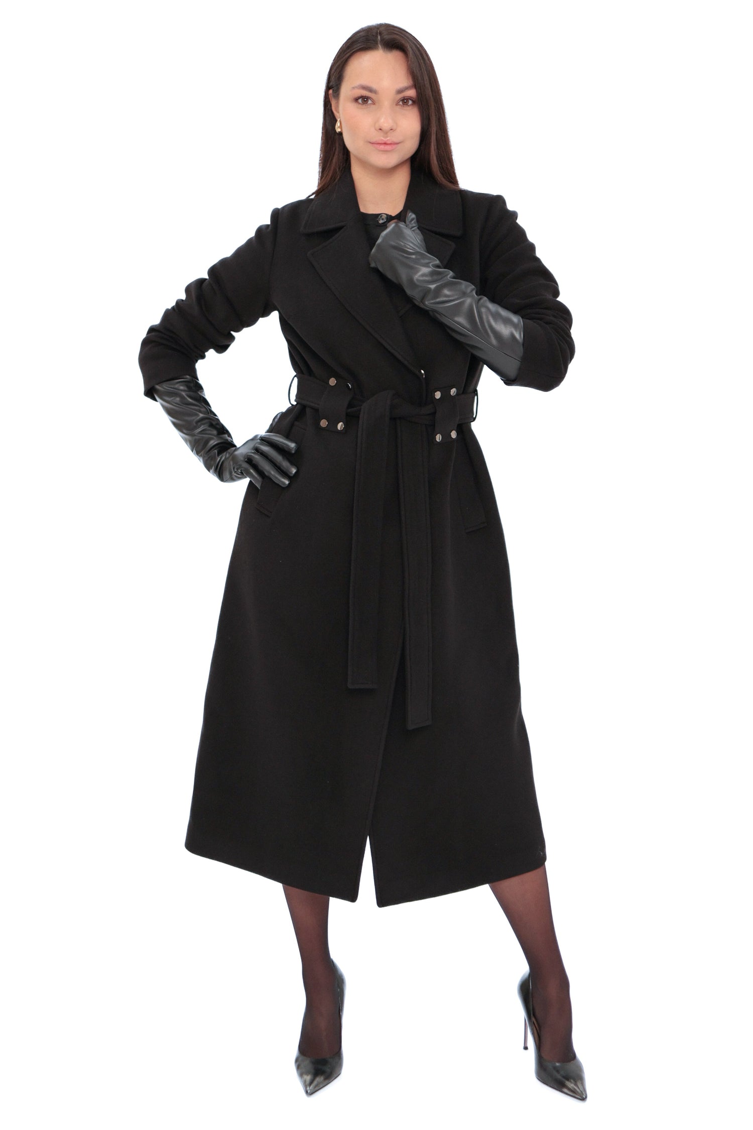 Justine Cashmere Blend Overcoat in Black