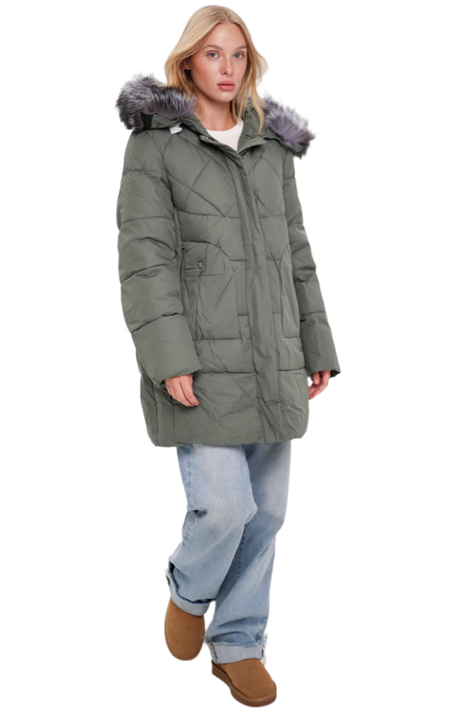 Genuine Silver Fox Insulated Winter Coat