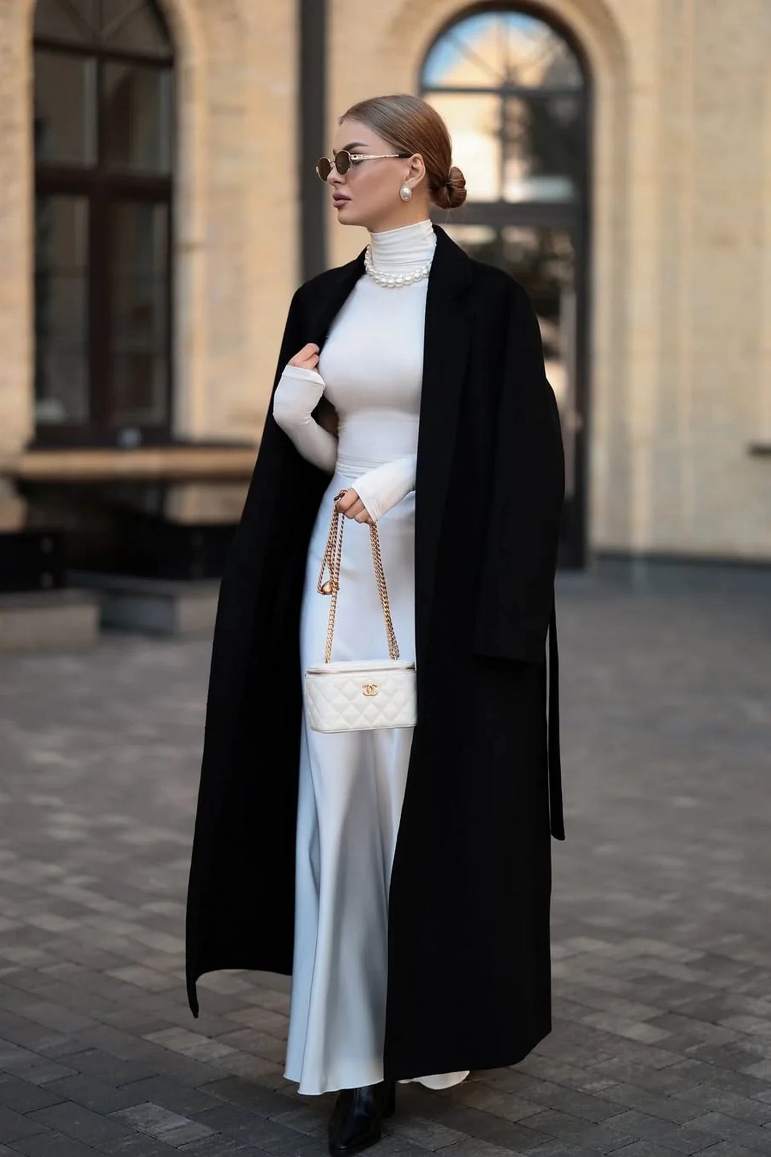 Valerie Double Face Cashmere Wool Classic Overcoat in Black