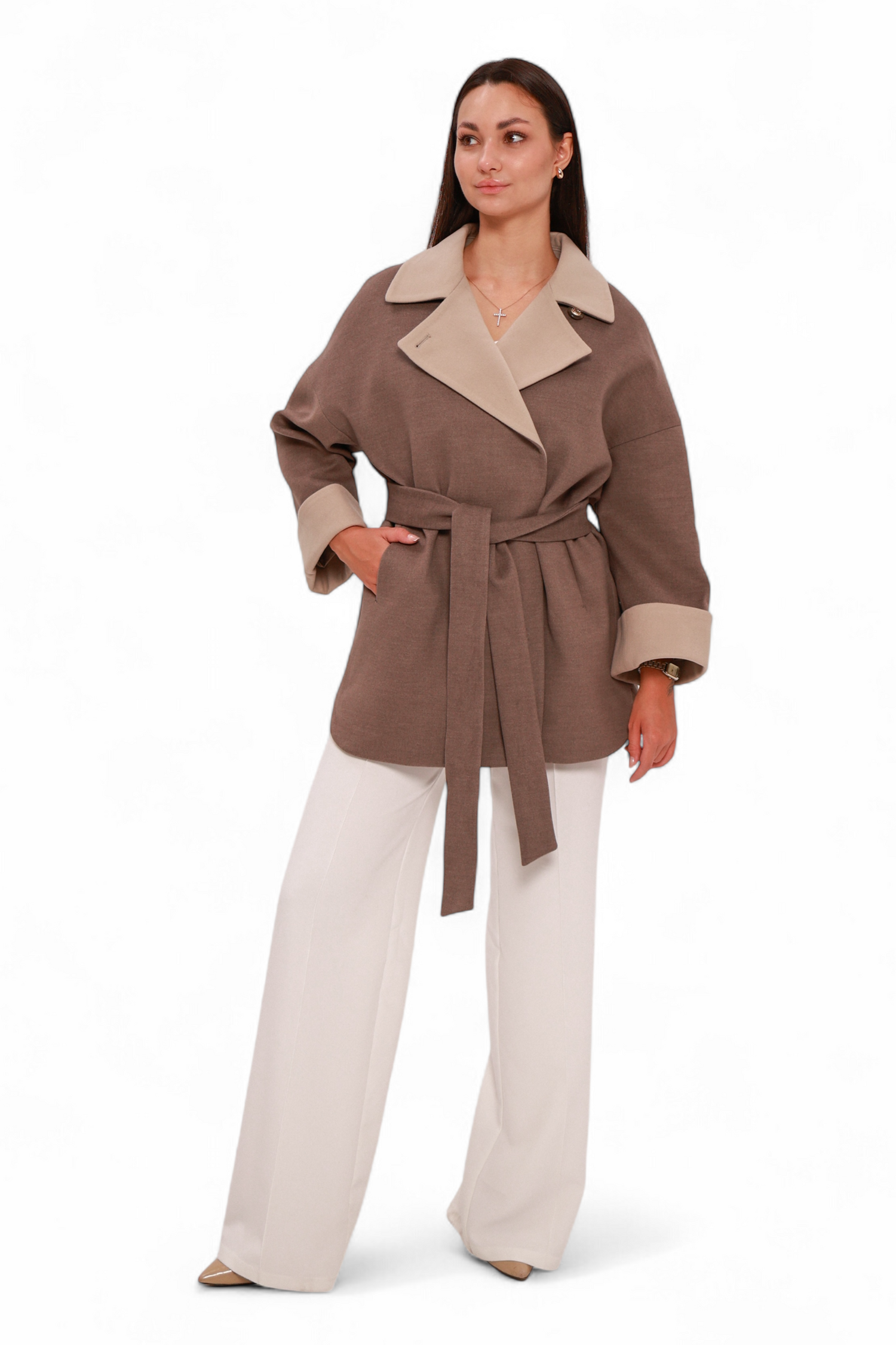 Sandro Cashmere Blend Overcoat in Beige