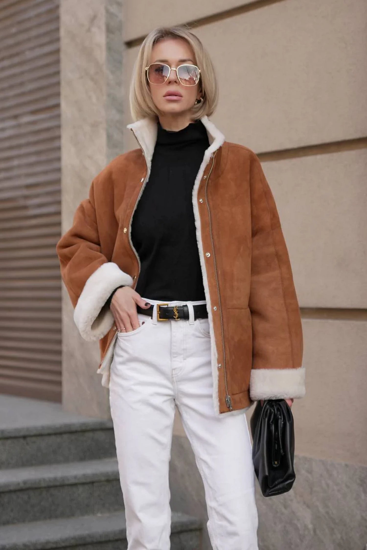 Genuine Shearling Lamb Leather Reversible Jacket