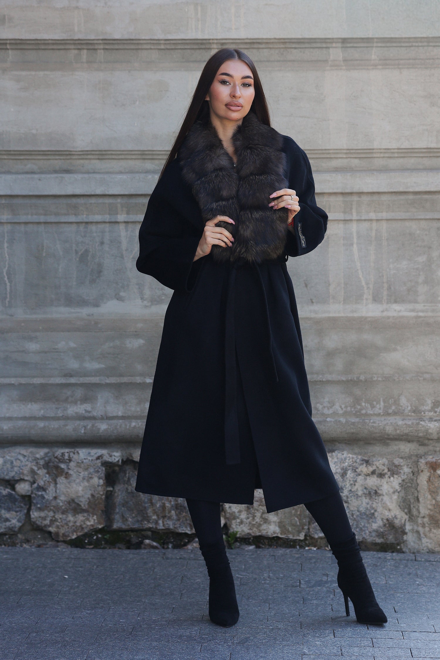 Avery Genuine Polar Fox Fur Double Face Coat