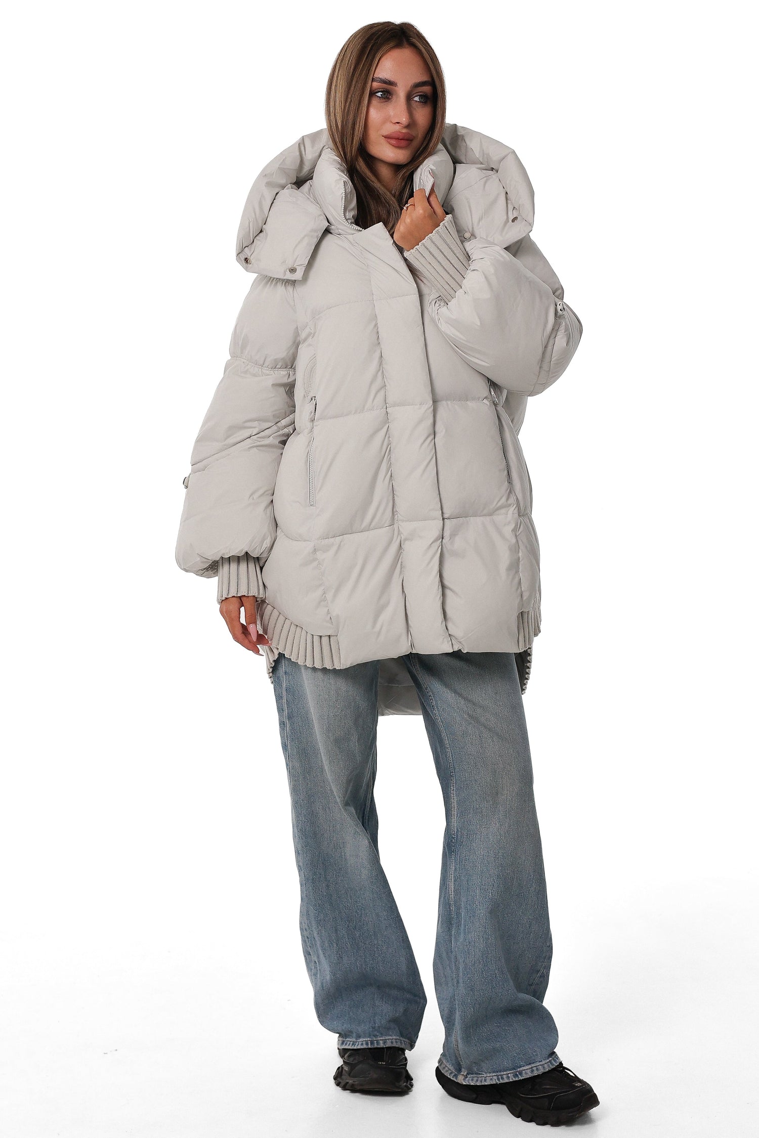 Polar Mist Insulated Bio-Down Puffer in Light Grey