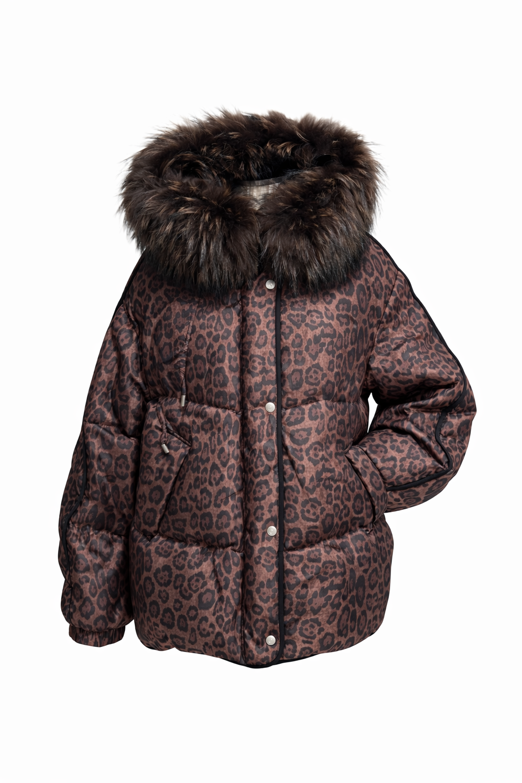 Ember Genuine Fur Trim Down Fill Jacket in Leo