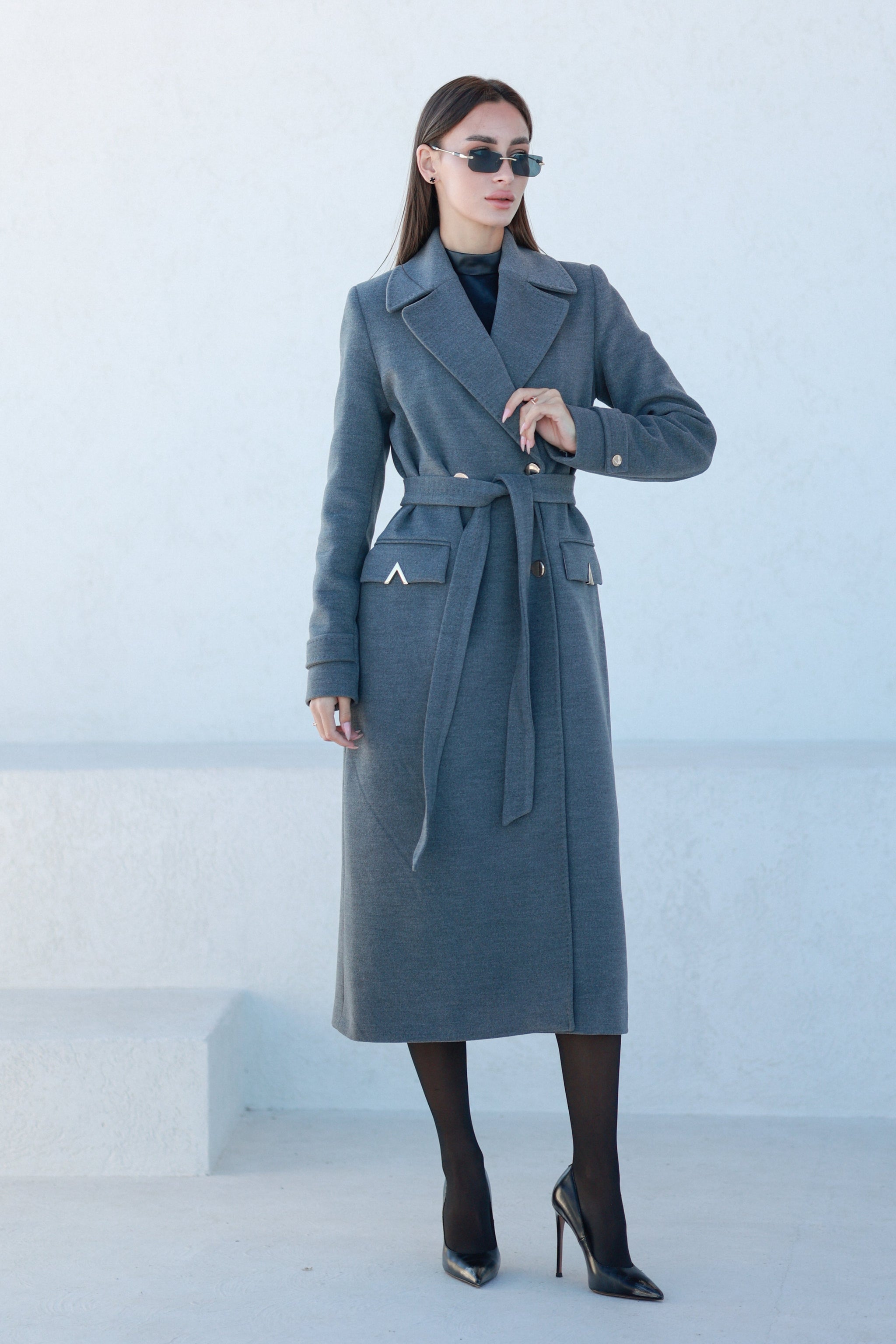 ジャケット・アウター eongul Cashmere Wool Overcoat Cashmere Wool Double-Faced Notched Lapel Women Overcoat – GOELIA