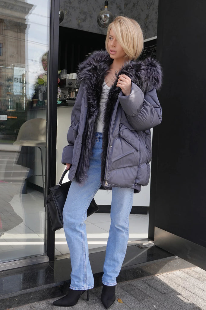 Pre-Order. Ships November 10. Orchid Genuine Fur Trim Down Parka