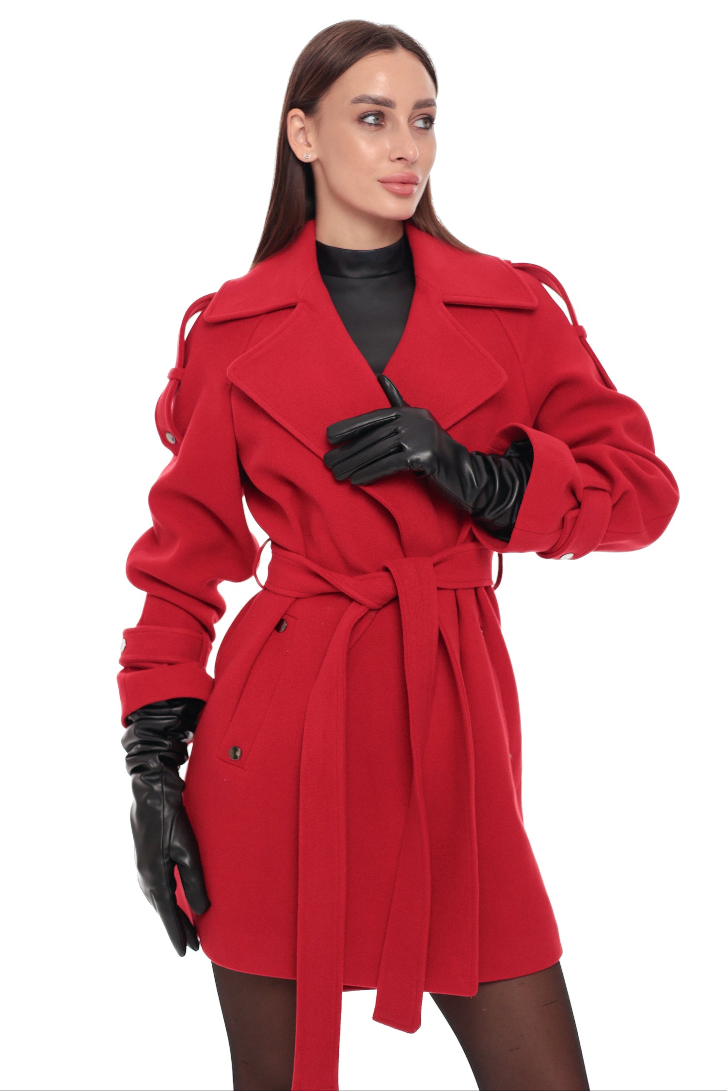 Ayana Cashmere Blend Overcoat in Red