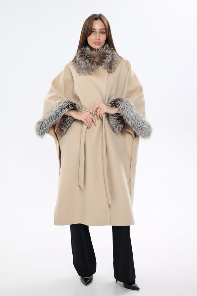 Saga®Furs Silver Fox Wool Alpaca Coat