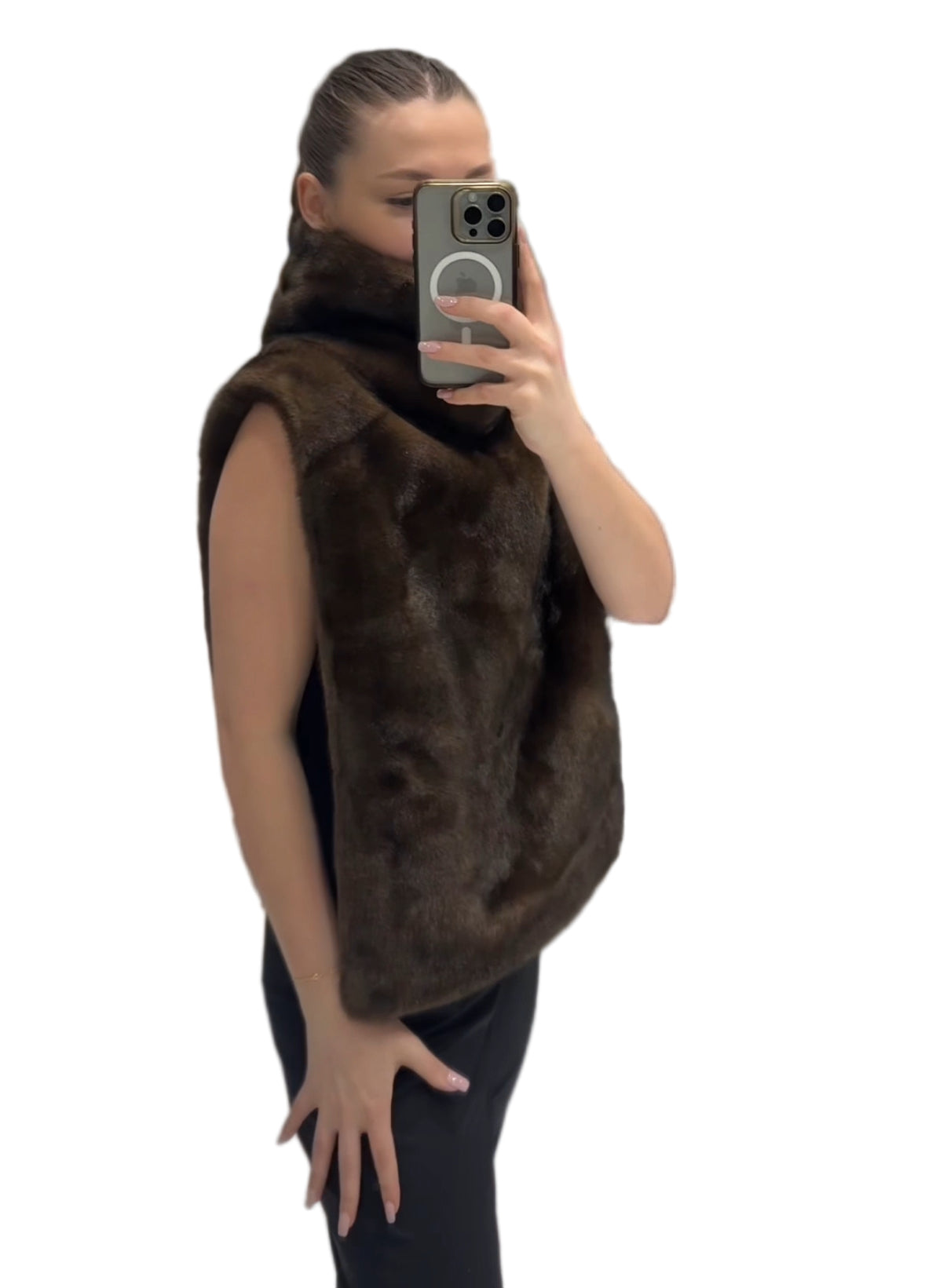 Faux Fur Dickie in Walnut