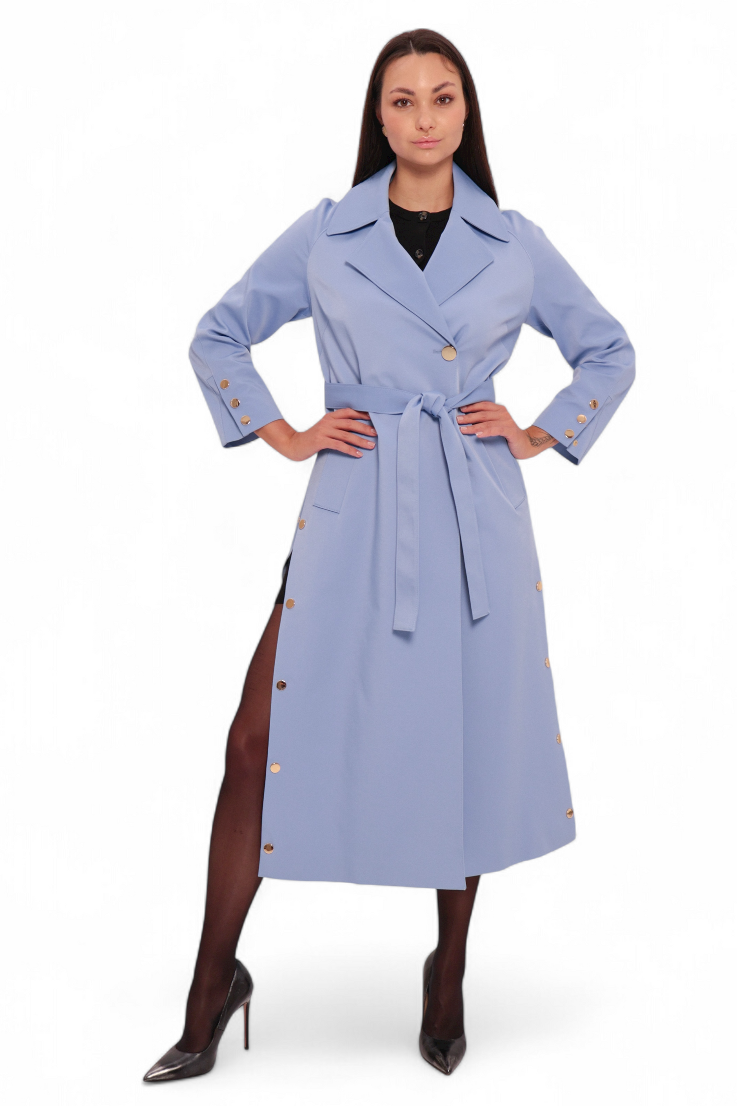 Jackie Trench Coat in Sky Blue