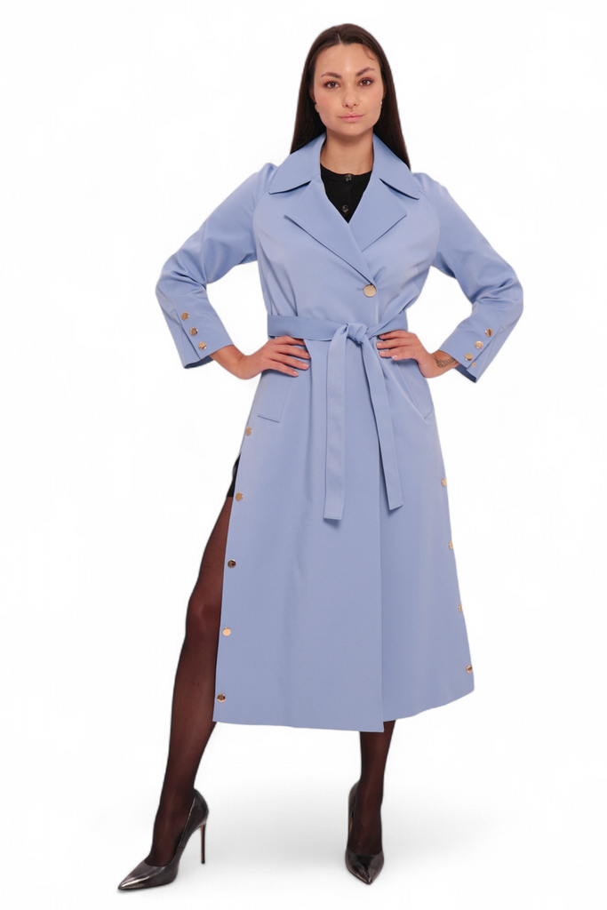 Jackie Trench Coat in Sky Blue