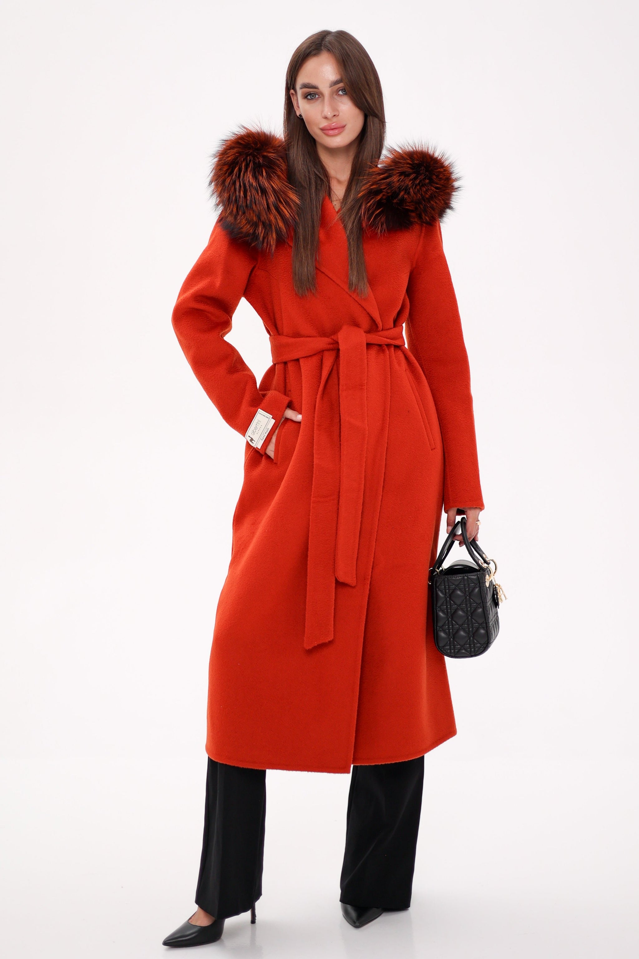 新品タグ付き SAGA FURS サガフォックス コート 定価 198000円 Saga®Furs Silver Fox Wool Alpaca Wraparound Coat – Alaska