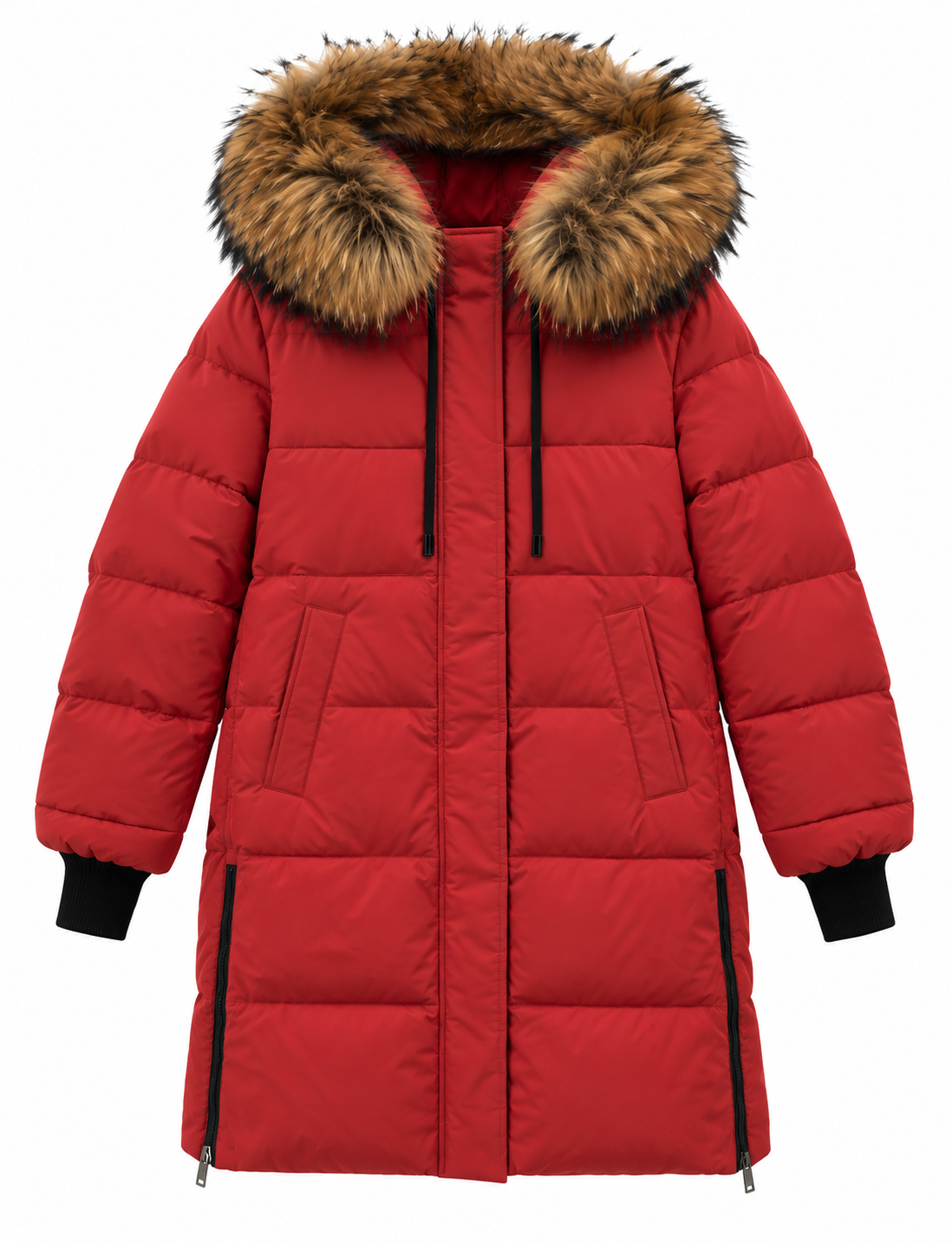 Summit Genuine Fur Coat in Red