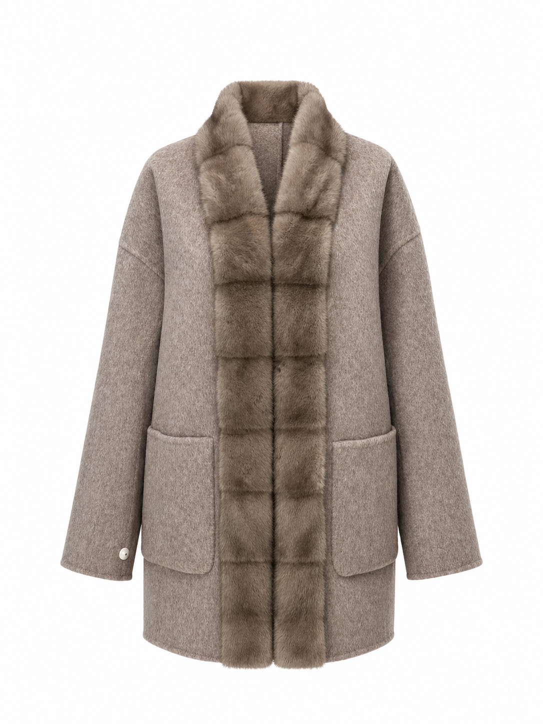 ⇆ Reversible Genuine Mink Fur Virgin Wool Coat