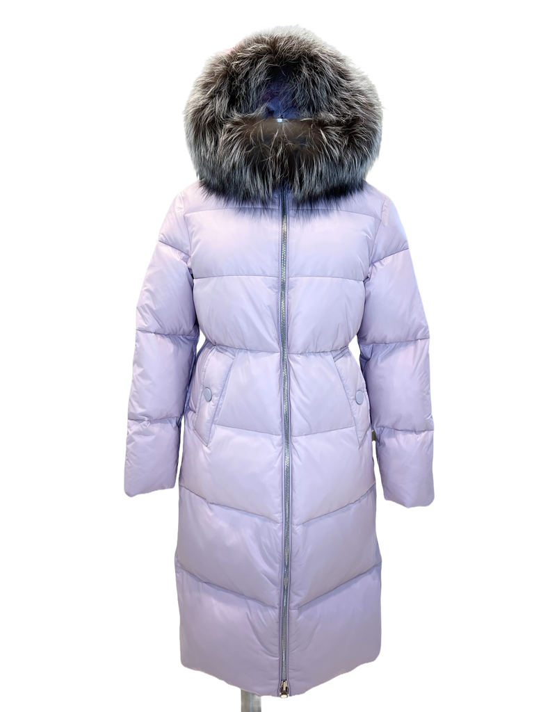 Mirabelle Genuine Silver Fox Fur Down Fill Coat