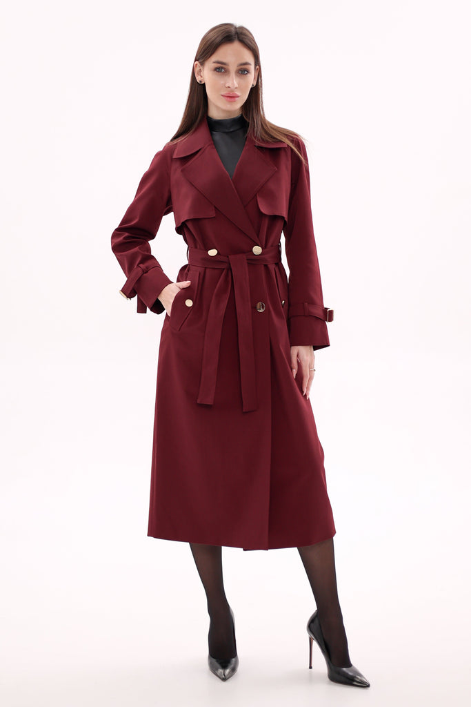 Giovanni Trench Coat in Bordeaux