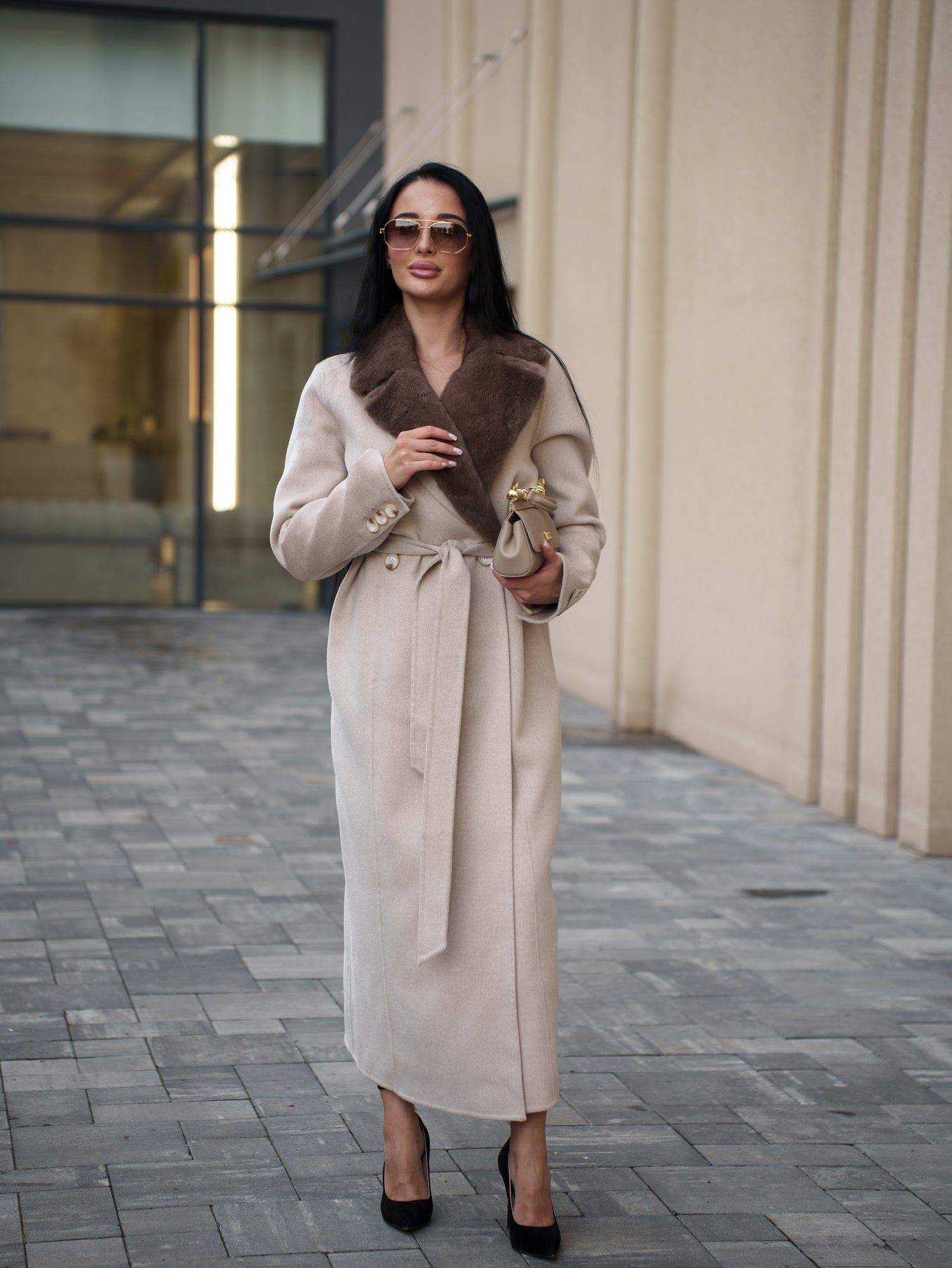 Callie Genuine Scandinavian Mink Fur Trim Coat