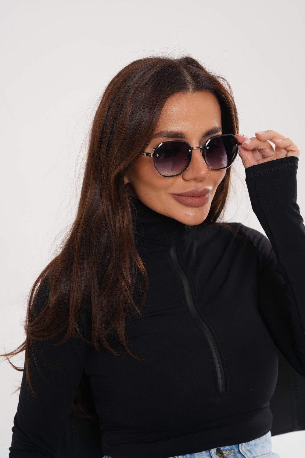 Soft Rhombus Sunglasses Black Steel/Dark Purple Gradient