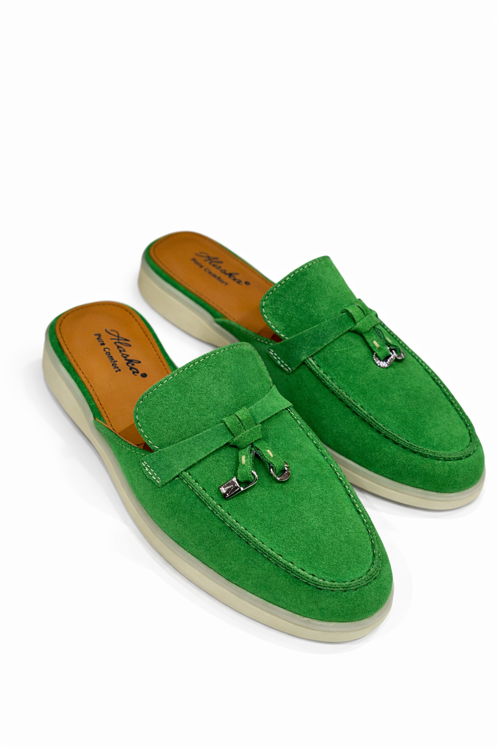 Suede Mules in Green