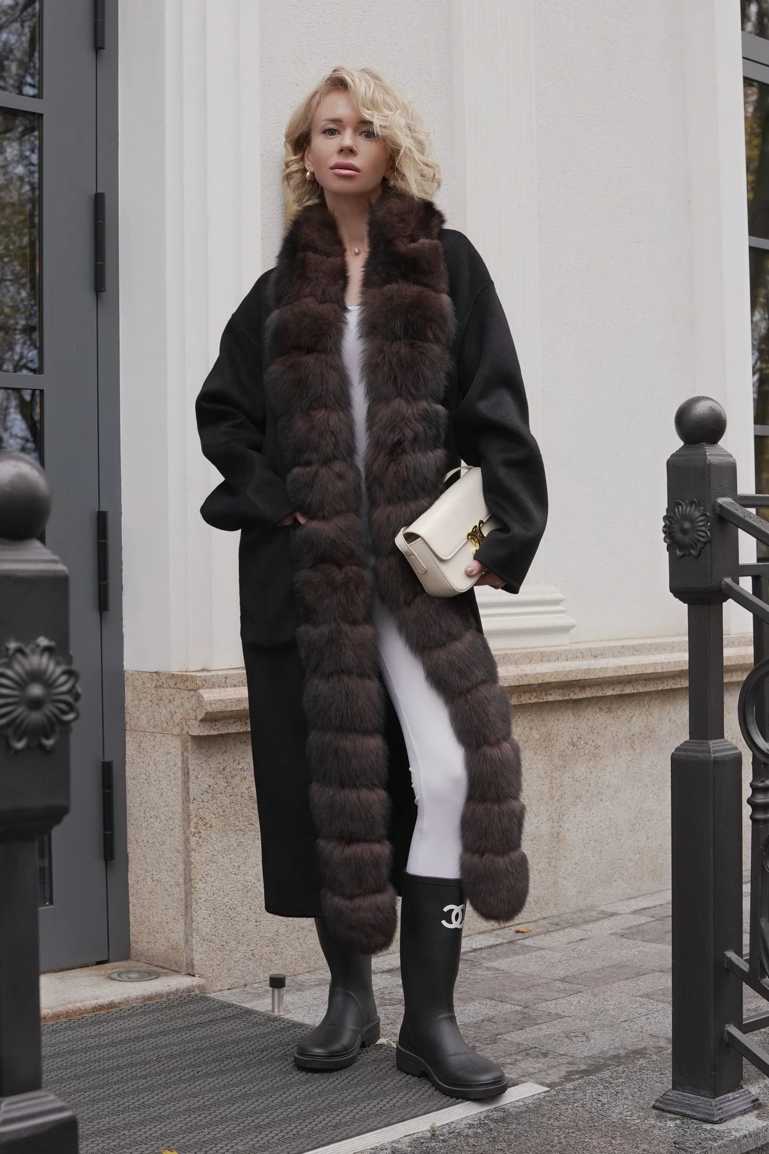 Brackley Genuine Polar Fox Fur Double Face Coat