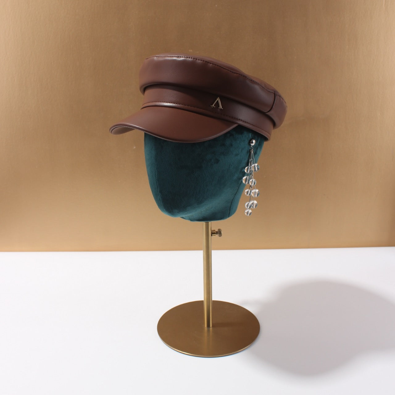 Athena Vegan Leather Cap in Brown