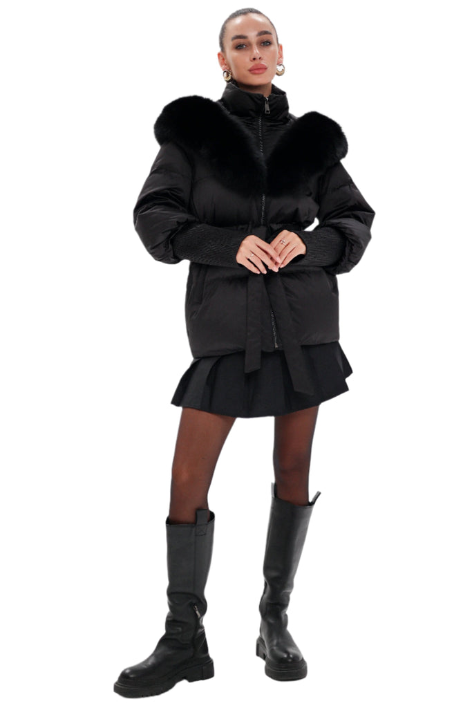 Pre-Order. Ships October 30, 2024. Amanda Genuine Fur Trim Down Fill Coat