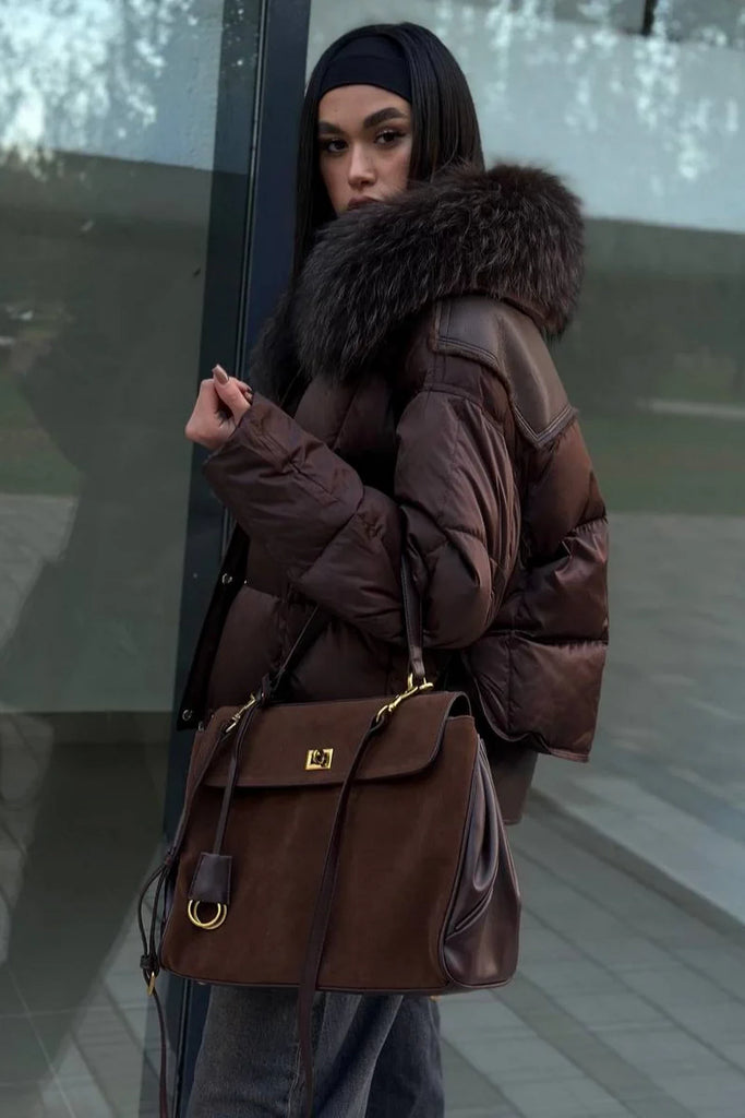 Genuine Fur Trim Down Fill Jacket