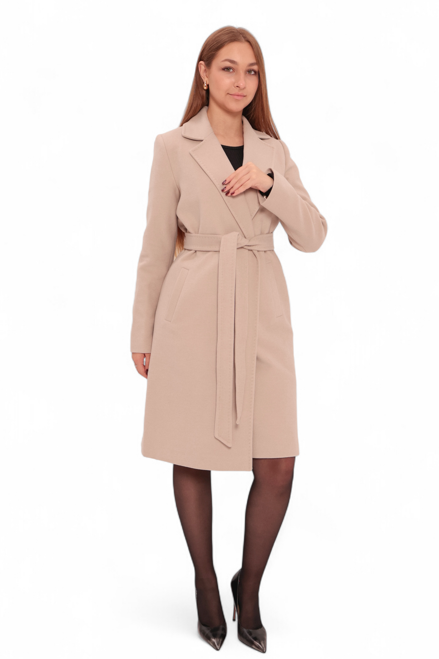 Windsor Classic Wraparound Cashmere Blend Overcoat in Beige