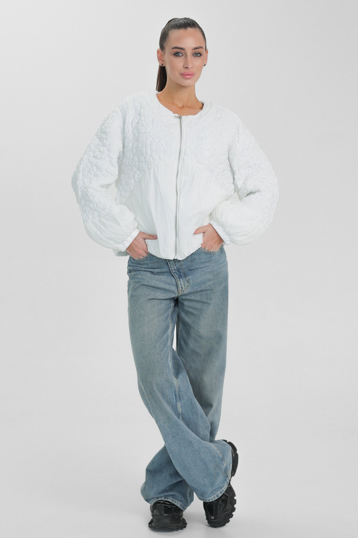 Light Quilted Demi-Season Jacket in White