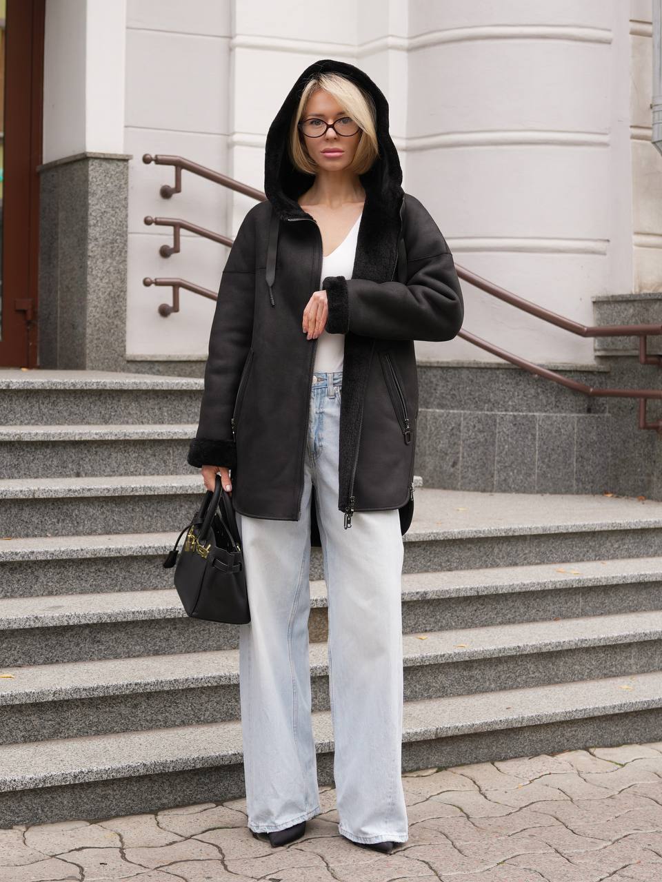 ⇆ Reversible Faux Shearling Hooded Coat