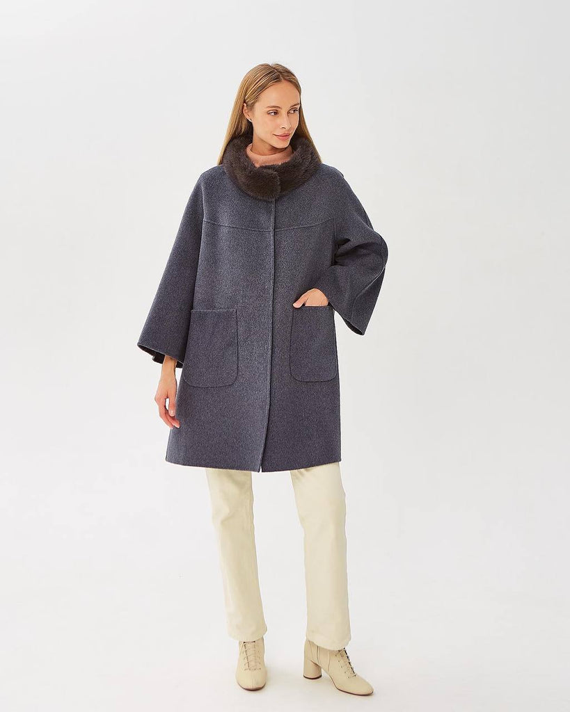 Genuine Scandinavian Mink Fur Virgin Wool Coat