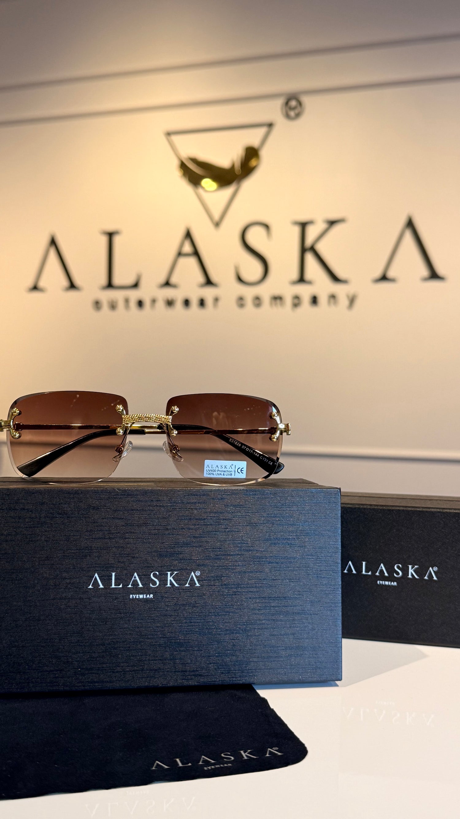 Rimless Sunglasses Gold/Brown Gradient