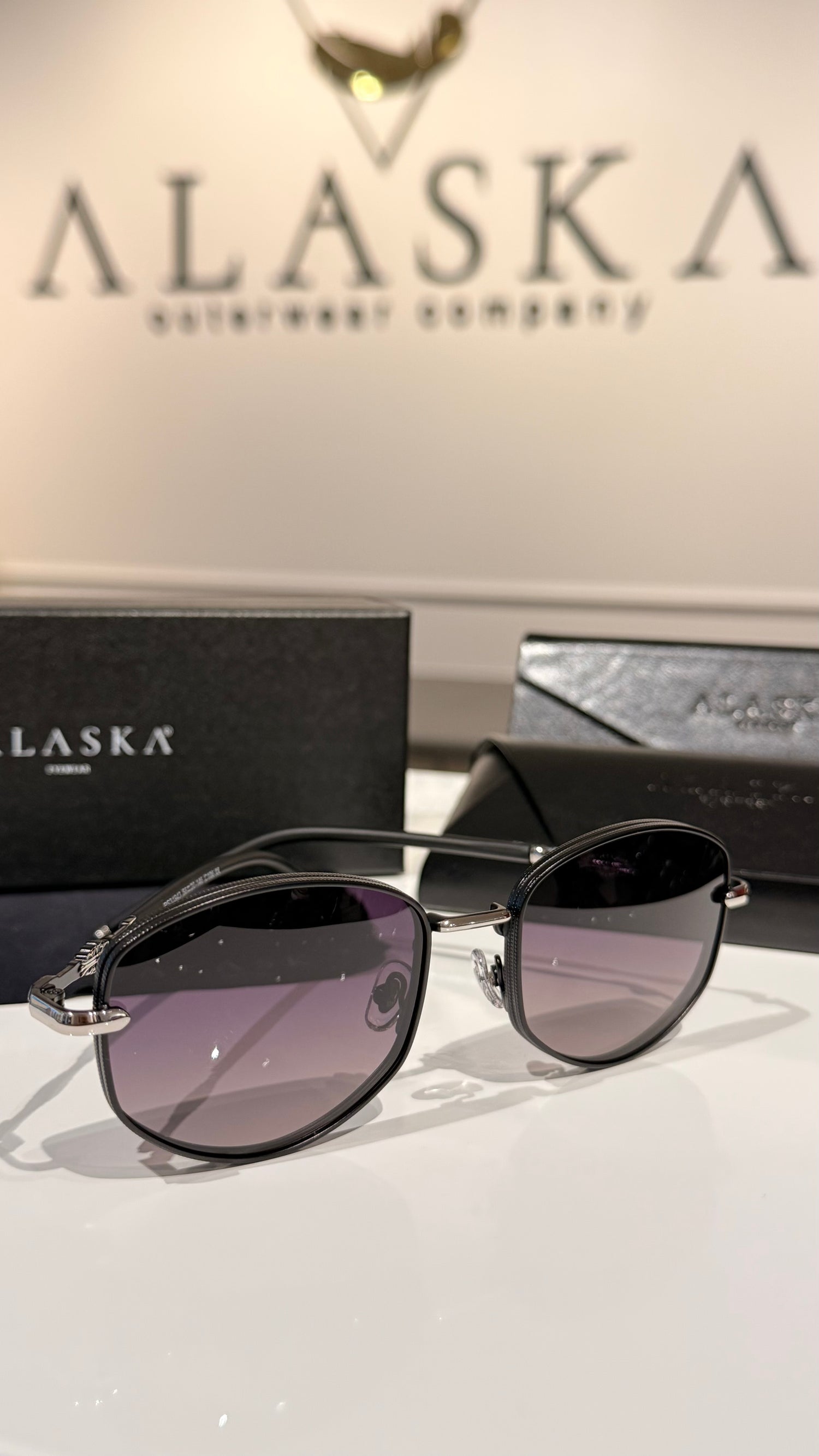 Polarized Sunglasses Silver/Dark Purple Gradient