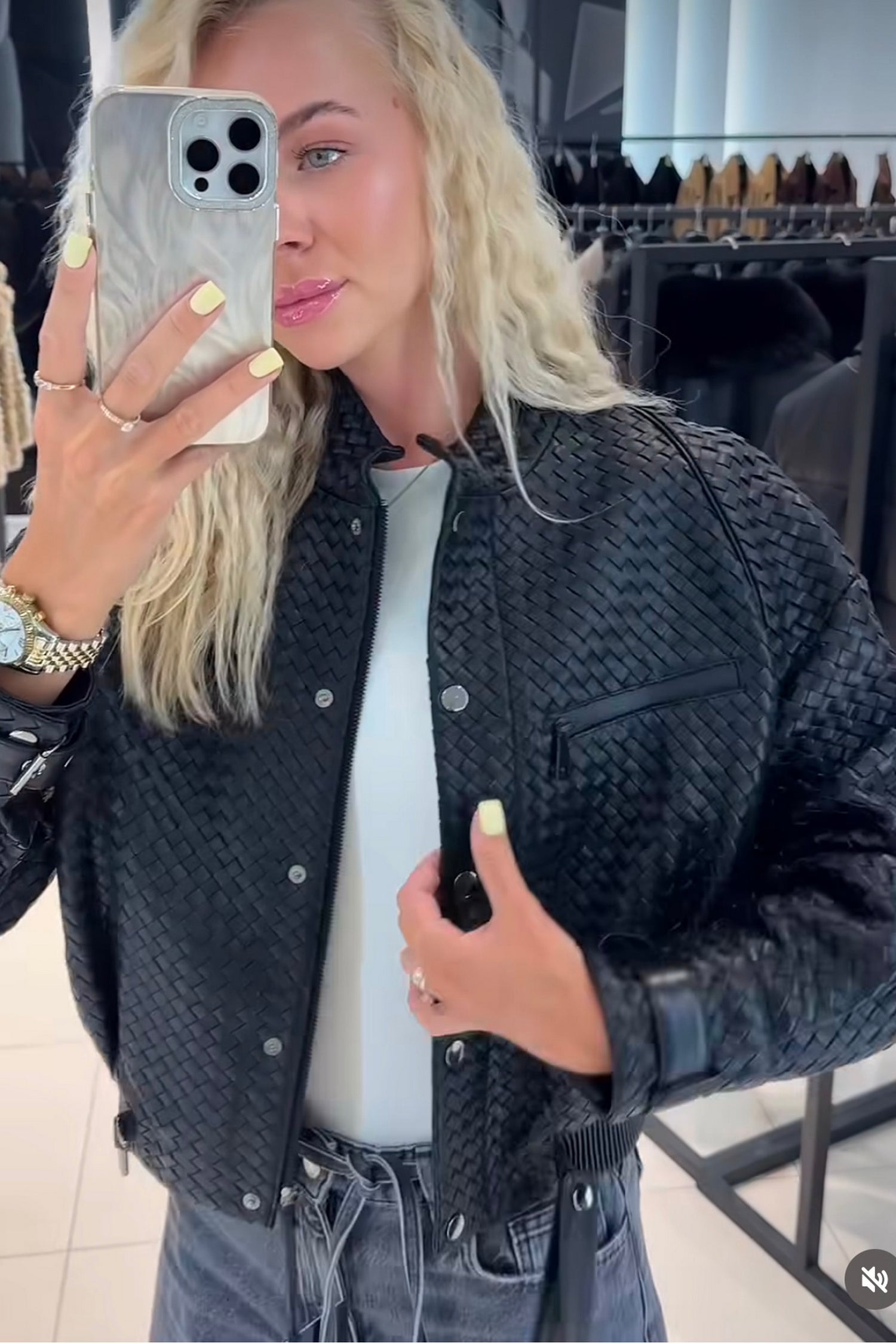 Pre-Order. Ships November 20. Marlowe Braided Genuine Leather Jacket in Black