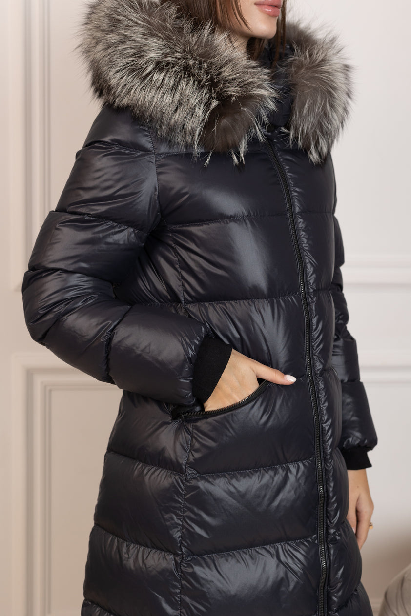 Amanda Genuine Fur Trim Down Fill Coat