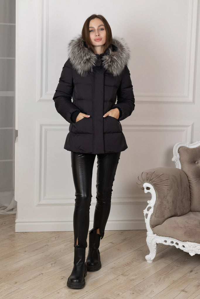 Pre-Order. Re-Stock Ships October 20. Genuine Silver Fox Fur Down Fill Coat