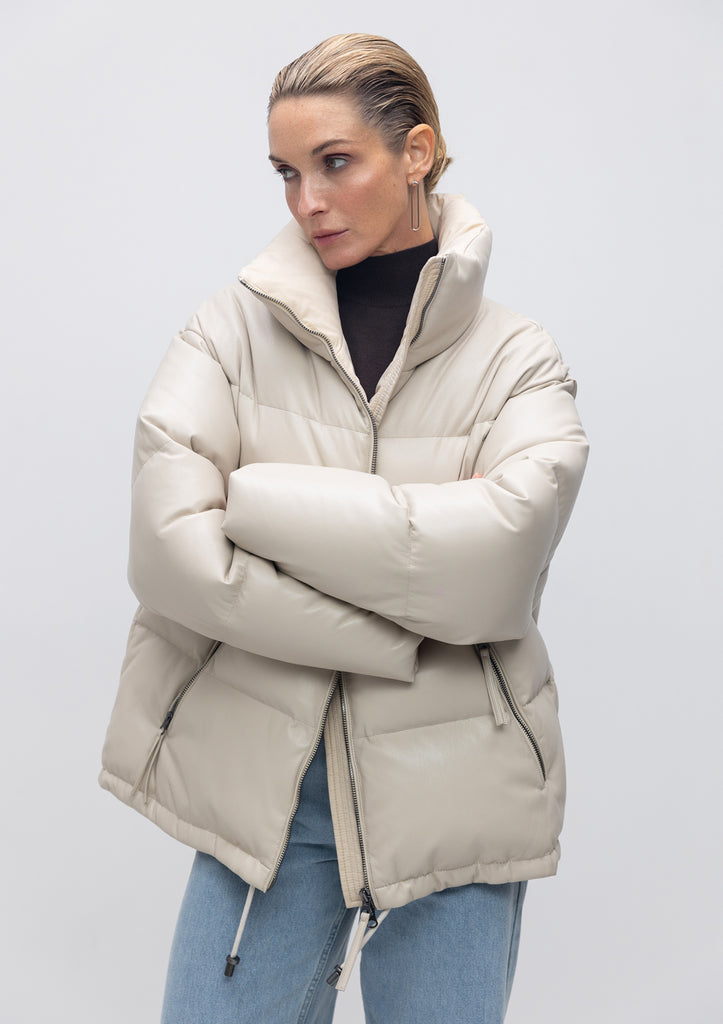 Aurora Eco-Leather Luxe Down Fill Jacket
