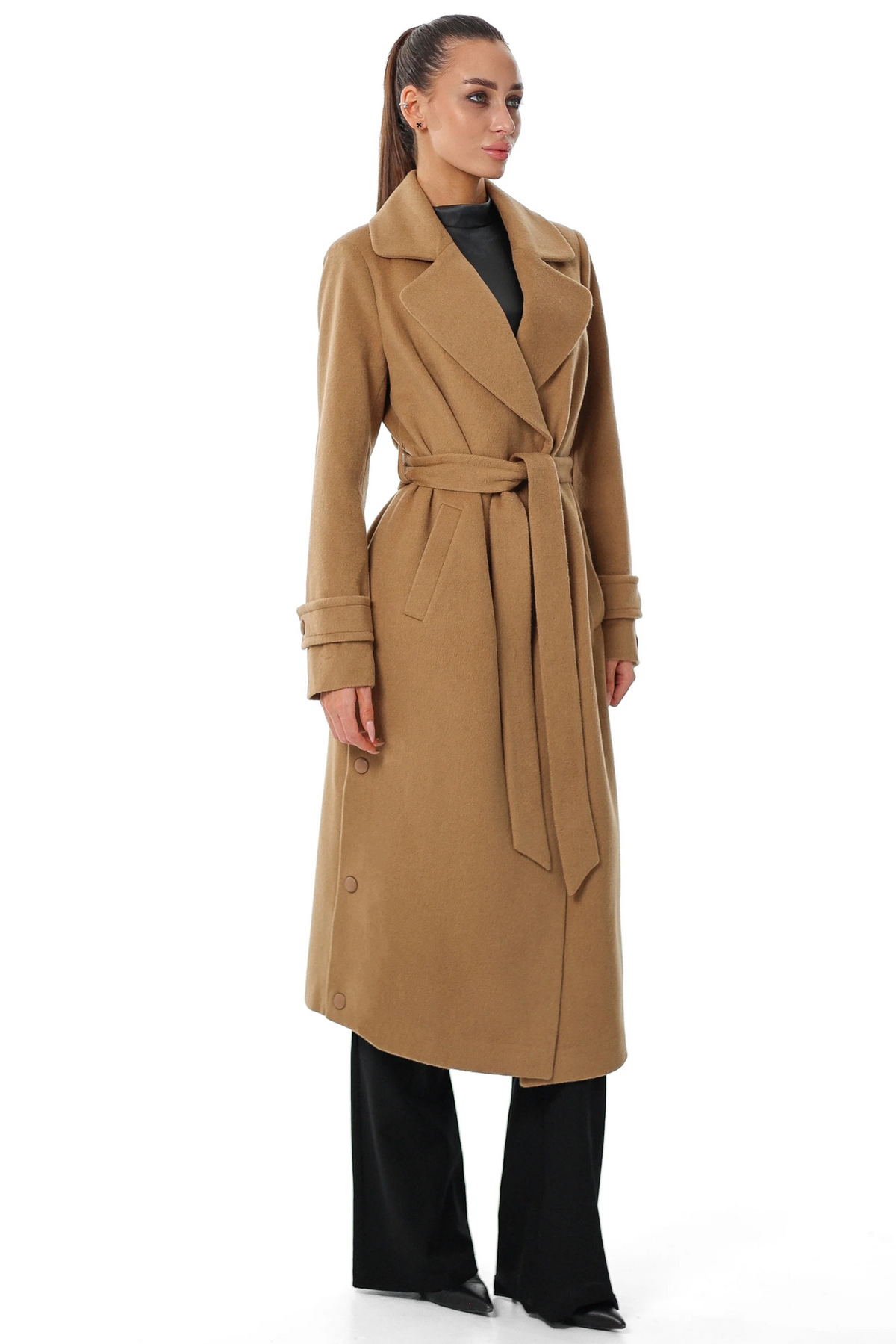 Camille Cashmere Blend Coat in Deep Camel
